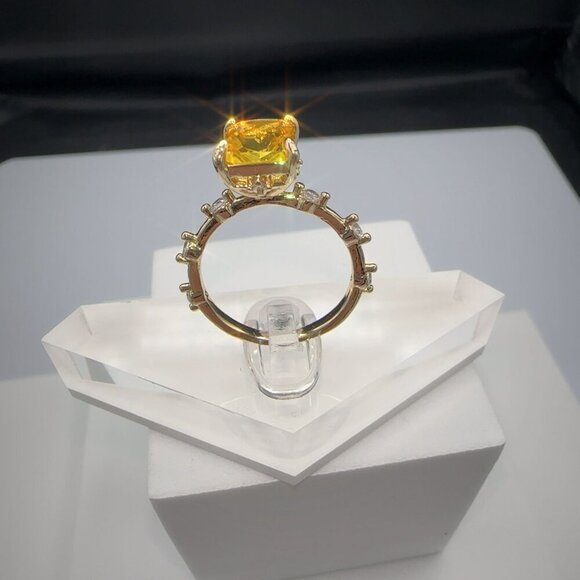 Radiant Yellow CZ Ring Gold-Plated Brass Size 8 - Picture 7 of 14